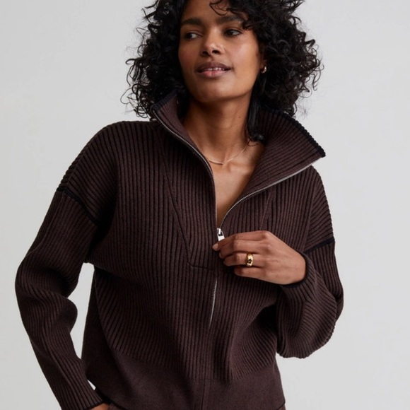Varley Dark Brown Ribbed Turtleneck Sweater - Picture 2 of 6